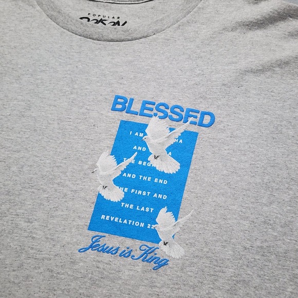 Popular Poison Other - Popular Poison Mens 5XL Blessed Jesus is King Revelation 22 Gray Graphic T-Shirt